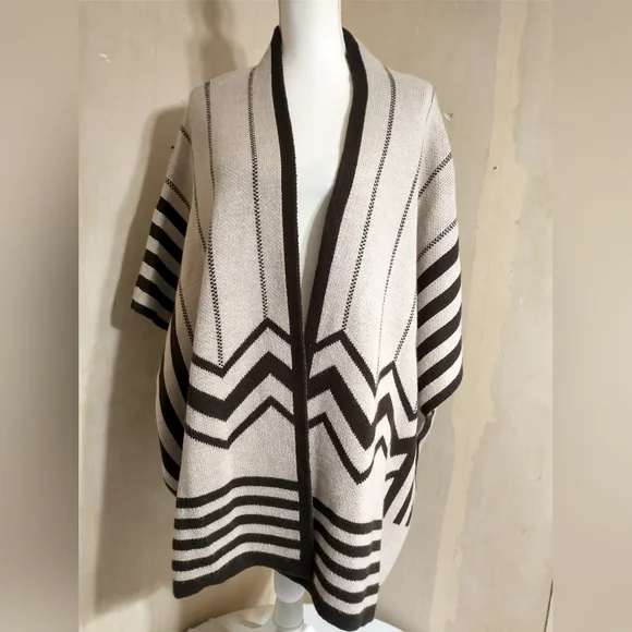 New York & Company Brown Chevron Open Front Sweater - Picture 11 of 11